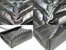 画像をギャラリービューアに読み込む, 極美品 YVES SAINT LAURENT イヴサンローラン ルル チェーンバック ショルダーバッグ スモール カーフスキン メタル シルバー 中古 4b009964