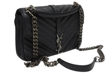 画像をギャラリービューアに読み込む, 極美品 SAINT LAURENT サンローラン カレッジ チェーンショルダーバッグ ハンドバッグ YSL ブラック ガンメタル金具 中古 4b009965