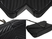 画像をギャラリービューアに読み込む, 極美品 SAINT LAURENT サンローラン カレッジ チェーンショルダーバッグ ハンドバッグ YSL ブラック ガンメタル金具 中古 4b009965