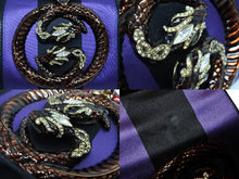 画像をギャラリービューアに読み込む, 極美品 GUCCI グッチ ワンショルダーバッグ 129457 04AW トムフォード期 レザー サテン ブラック パープル スネーク ゴールド金具 中古 4b009972