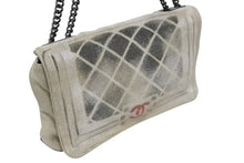 画像をギャラリービューアに読み込む, 極美品 名作 CHANEL シャネル アクト2 マトラッセ チェーンショルダーバッグ キャンバス グレー 19番台 ペンキ 中古 4b009973