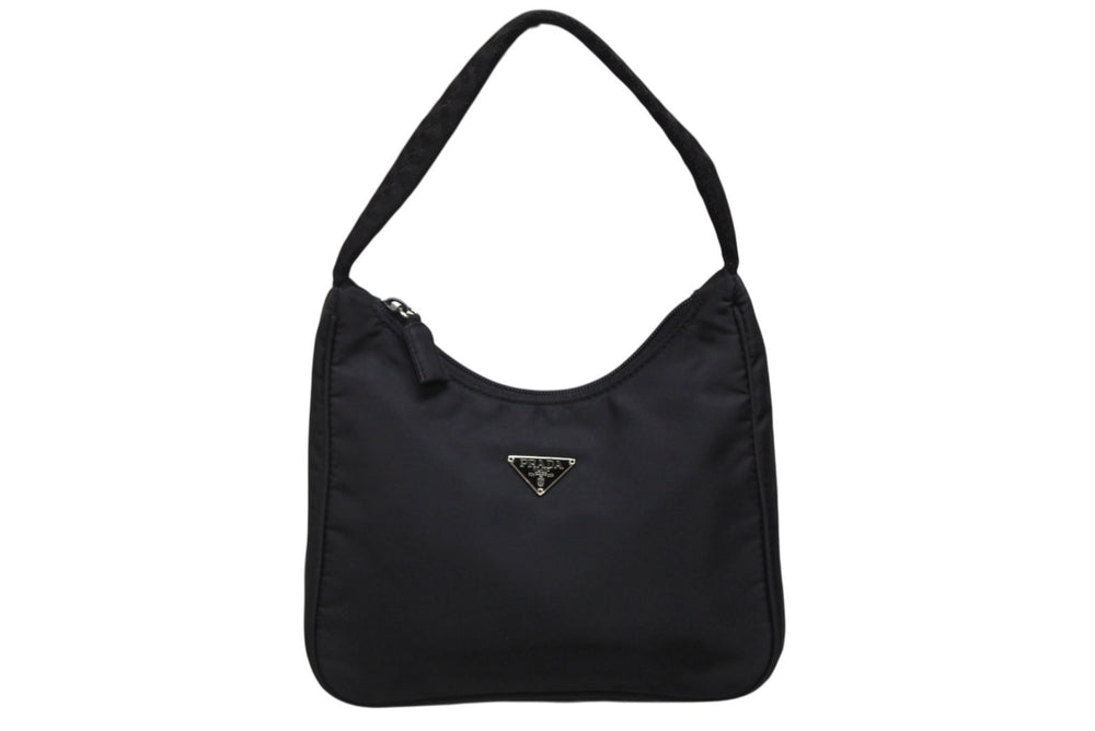 PRADA プラダ ホーボー ハンドバッグ ワンショルダーバッグ MV515 トライアングルロゴ ナイロン ブラック 美品 中古 4b009980