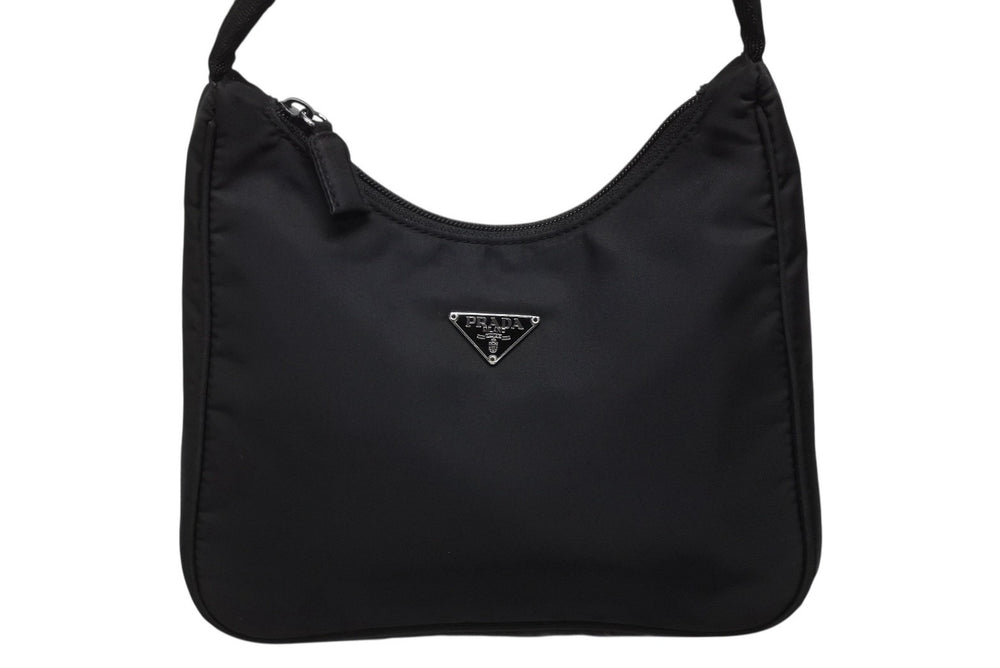 PRADA プラダ ホーボー ハンドバッグ ワンショルダーバッグ MV515 トライアングルロゴ ナイロン ブラック 美品 中古 4b009980