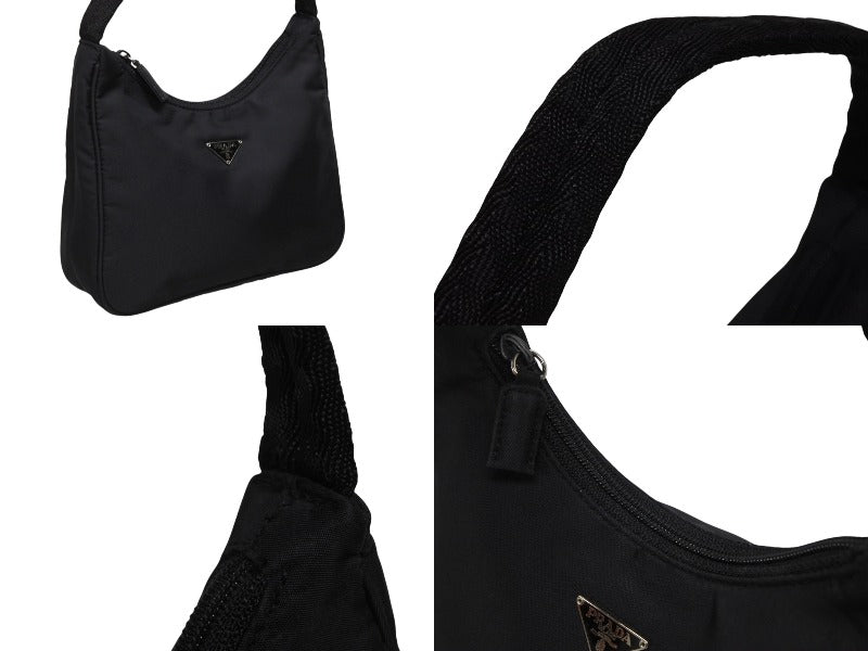 PRADA プラダ ホーボー ハンドバッグ ワンショルダーバッグ MV515 トライアングルロゴ ナイロン ブラック 美品 中古 4b009980
