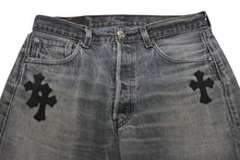 画像をギャラリービューアに読み込む, CHROME HEARTS クロムハーツ セメタリー クロスパッチ デニム パンツ リーバイス LEVI`S 501 サイズ31 ブラック 美品 中古 4b010029