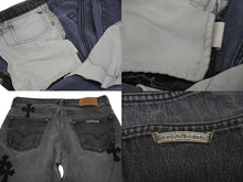 画像をギャラリービューアに読み込む, CHROME HEARTS クロムハーツ セメタリー クロスパッチ デニム パンツ リーバイス LEVI`S 501 サイズ31 ブラック 美品 中古 4b010029