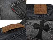 画像をギャラリービューアに読み込む, CHROME HEARTS クロムハーツ セメタリー クロスパッチ デニム パンツ リーバイス LEVI`S 501 サイズ31 ブラック 美品 中古 4b010029