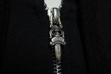 画像をギャラリービューアに読み込む, 新品未使用 CHROME HEARTS クロムハーツ ジップアップフーディー パーカー サイズXL ダガージップ スクロールラベル シルバー925 中古 4b010032