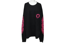 画像をギャラリービューアに読み込む, 新品未使用 CHROME HEARTS クロムハーツ 長袖Tシャツ サイズXL ホースシュー フローラルクロス プリント ブラック ピンク 中古 4b010033