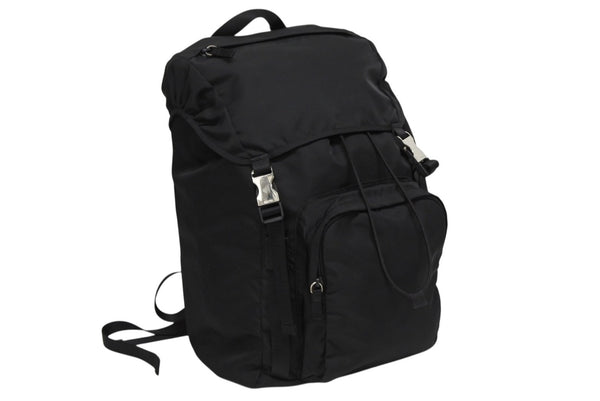 極美品 PRADA プラダ Re-Nylon リナイロン バックパック リュック 2VZ135 ブラック シルバー金具 中古 4b010055