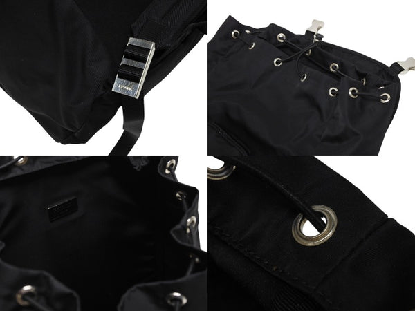 極美品 PRADA プラダ Re-Nylon リナイロン バックパック リュック 2VZ135 ブラック シルバー金具 中古 4b010055