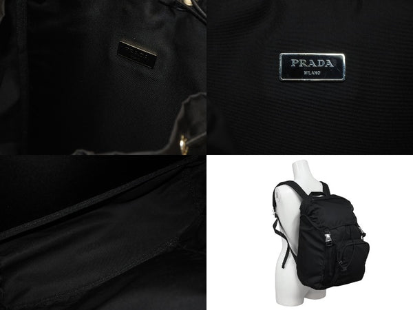 極美品 PRADA プラダ Re-Nylon リナイロン バックパック リュック 2VZ135 ブラック シルバー金具 中古 4b010055