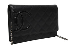 画像をギャラリービューアに読み込む, 極美品 CHANEL シャネル カンボンライン チェーンショルダーウォレット 16番台 ココマーク カーフスキン パテントレザー ブラック 中古 4b010063
