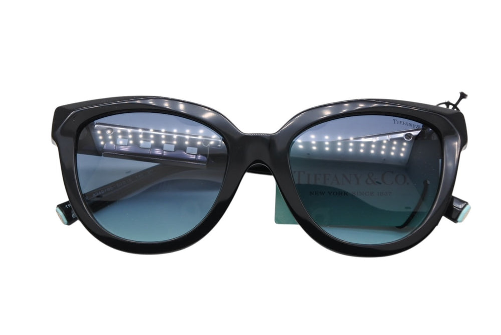 Brand new, unused TIFFANY &  Co Tiffany &amp; Co. Chain Temple Sunglasses OTF4215F Black Blue Gold Hardware Size 53◻19◻Used item 4b010072