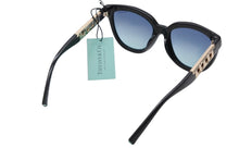 画像をギャラリービューアに読み込む, 新品未使用 TIFFANY &amp; Co ティファニー チェーンテンプル サングラス OTF4215F ブラック ブルー ゴールド金具 サイズ53◻︎19◻︎ 中古 4b010072