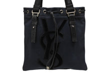 Load image into Gallery viewer, YVES SAINT LAURENT イヴサンローラン トートバック ハンドバッグ キャンバス ネイビー シルバー 美品 中古 4b010080