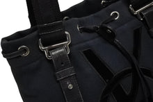 Load image into Gallery viewer, YVES SAINT LAURENT イヴサンローラン トートバック ハンドバッグ キャンバス ネイビー シルバー 美品 中古 4b010080