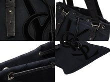 Load image into Gallery viewer, YVES SAINT LAURENT イヴサンローラン トートバック ハンドバッグ キャンバス ネイビー シルバー 美品 中古 4b010080