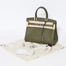Load image into Gallery viewer, 新品同様 HERMES エルメス バーキン30 ハンドバッグ エプソン ヴェールグリス シルバー金具 □M刻印 中古 4b013546