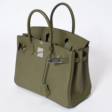 Load image into Gallery viewer, 新品同様 HERMES エルメス バーキン30 ハンドバッグ エプソン ヴェールグリス シルバー金具 □M刻印 中古 4b013546