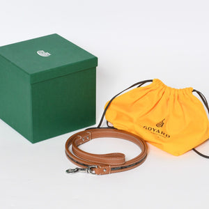 極美品 GOYARD ゴヤール リード ペット用品 ペットグッズ ブラウン ブラック PVC レザー ヘリンボーン シルバー金具 中古 4b011807