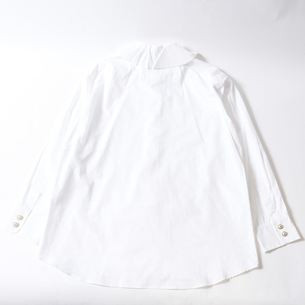 CHANEL シャネル 長袖シャツ ブラウス P62021V11472 サイズ50 ココマーク コットン ホワイト ゴールド 美品 中古 4b012778