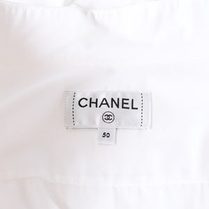 CHANEL シャネル 長袖シャツ ブラウス P62021V11472 サイズ50 ココマーク コットン ホワイト ゴールド 美品 中古 4b012778