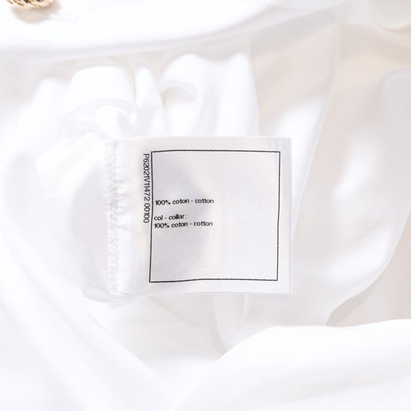 CHANEL シャネル 長袖シャツ ブラウス P62021V11472 サイズ50 ココマーク コットン ホワイト ゴールド 美品 中古 4b012778