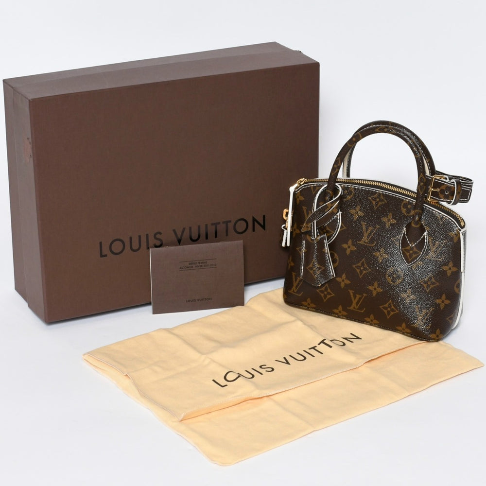 Very good condition LOUIS VUITTON Shiny Monogram Lockit BB Handbag M40599 Brown PVC Leather Gold Hardware Used 4b013469