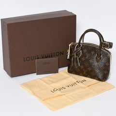 極美品 LOUIS VUITTON ルイヴィトン シャイニーモノグラム ロックイットBB ハンドバッグ M40599 ブラウン PVC レザー ゴールド金具 中古 4b013469