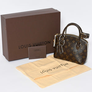 極美品 LOUIS VUITTON ルイヴィトン シャイニーモノグラム ロックイットBB ハンドバッグ M40599 ブラウン PVC レザー ゴールド金具 中古 4b013469