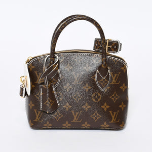 極美品 LOUIS VUITTON ルイヴィトン シャイニーモノグラム ロックイットBB ハンドバッグ M40599 ブラウン PVC レザー ゴールド金具 中古 4b013469
