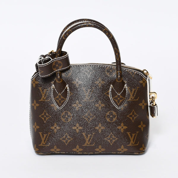 極美品 LOUIS VUITTON ルイヴィトン シャイニーモノグラム ロックイットBB ハンドバッグ M40599 ブラウン PVC レザー ゴールド金具 中古 4b013469