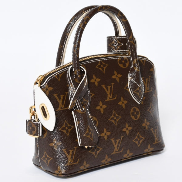 極美品 LOUIS VUITTON ルイヴィトン シャイニーモノグラム ロックイットBB ハンドバッグ M40599 ブラウン PVC レザー ゴールド金具 中古 4b013469