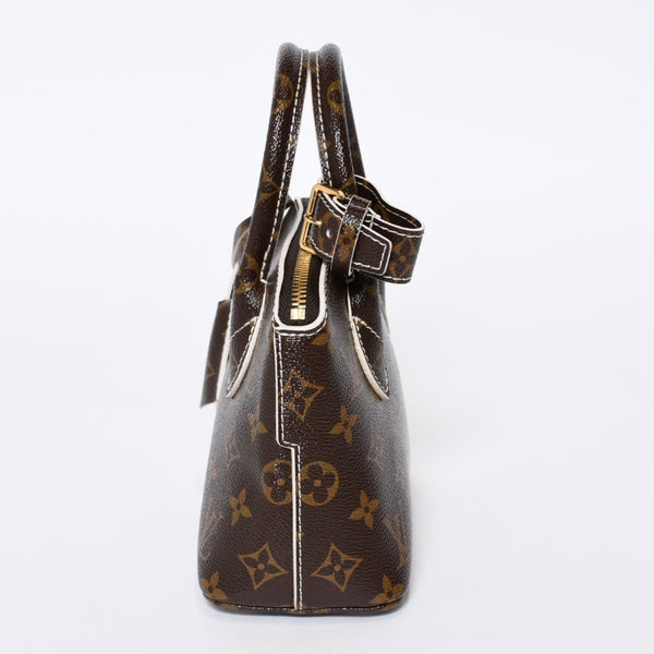 極美品 LOUIS VUITTON ルイヴィトン シャイニーモノグラム ロックイットBB ハンドバッグ M40599 ブラウン PVC レザー ゴールド金具 中古 4b013469