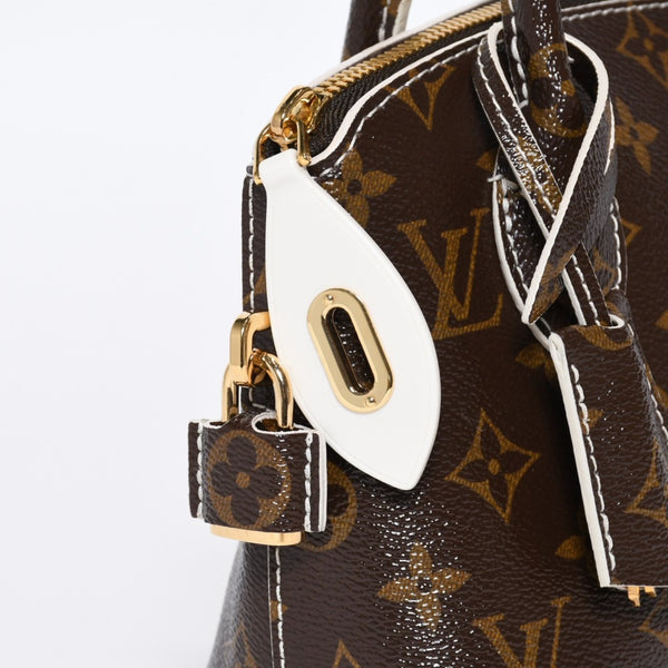 極美品 LOUIS VUITTON ルイヴィトン シャイニーモノグラム ロックイットBB ハンドバッグ M40599 ブラウン PVC レザー ゴールド金具 中古 4b013469