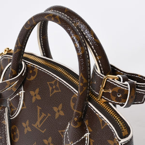 極美品 LOUIS VUITTON ルイヴィトン シャイニーモノグラム ロックイットBB ハンドバッグ M40599 ブラウン PVC レザー ゴールド金具 中古 4b013469