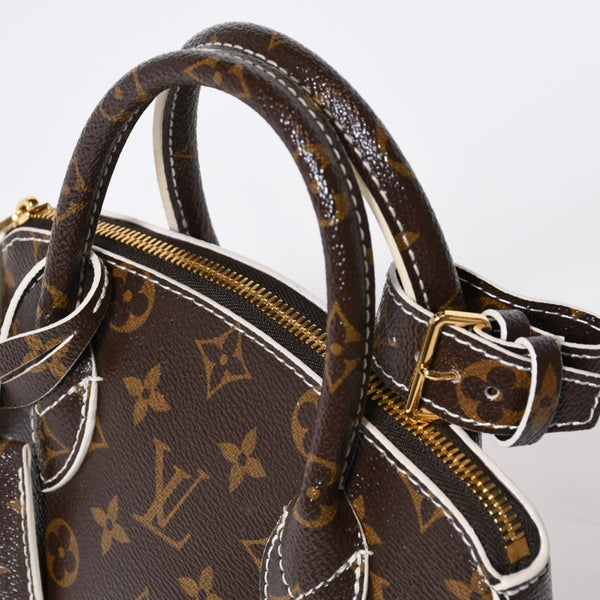 極美品 LOUIS VUITTON ルイヴィトン シャイニーモノグラム ロックイットBB ハンドバッグ M40599 ブラウン PVC レザー ゴールド金具 中古 4b013469