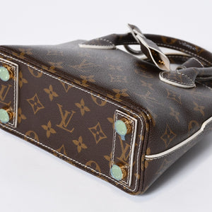極美品 LOUIS VUITTON ルイヴィトン シャイニーモノグラム ロックイットBB ハンドバッグ M40599 ブラウン PVC レザー ゴールド金具 中古 4b013469