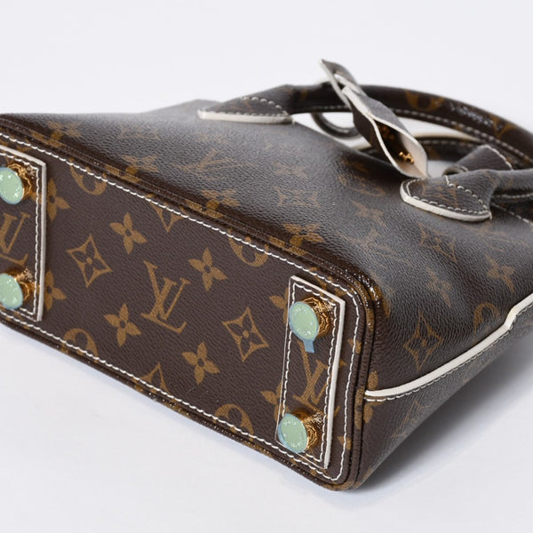 極美品 LOUIS VUITTON ルイヴィトン シャイニーモノグラム ロックイットBB ハンドバッグ M40599 ブラウン PVC レザー ゴールド金具 中古 4b013469