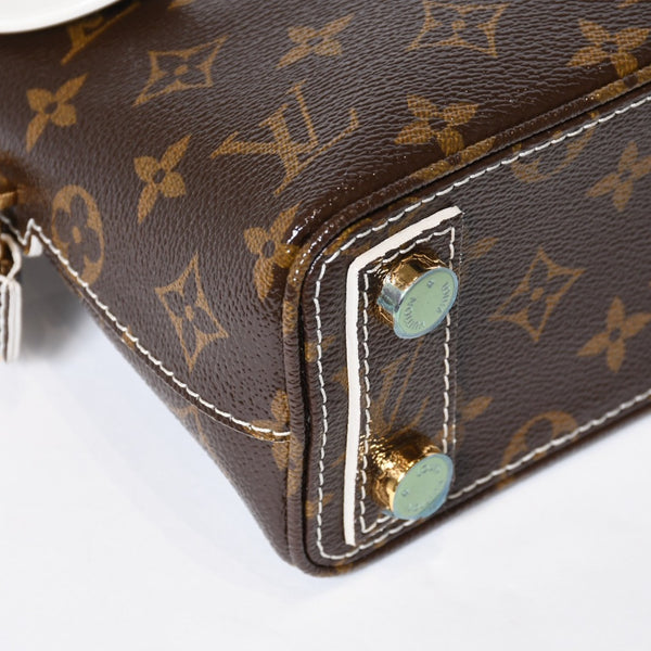 極美品 LOUIS VUITTON ルイヴィトン シャイニーモノグラム ロックイットBB ハンドバッグ M40599 ブラウン PVC レザー ゴールド金具 中古 4b013469