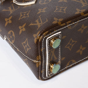 極美品 LOUIS VUITTON ルイヴィトン シャイニーモノグラム ロックイットBB ハンドバッグ M40599 ブラウン PVC レザー ゴールド金具 中古 4b013469