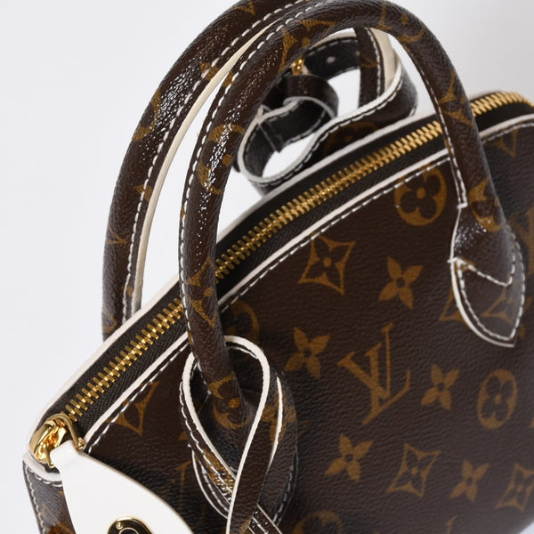 極美品 LOUIS VUITTON ルイヴィトン シャイニーモノグラム ロックイットBB ハンドバッグ M40599 ブラウン PVC レザー ゴールド金具 中古 4b013469