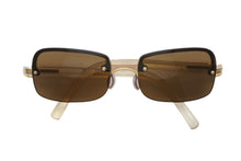 画像をギャラリービューアに読み込む, 極美品 PRADA プラダ ハーフリム サングラス アイウェア SPR11B 56 2AP-3N1 クリアイエロー ゴールド 中古 4b010090