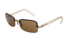 画像をギャラリービューアに読み込む, 極美品 PRADA プラダ ハーフリム サングラス アイウェア SPR11B 56 2AP-3N1 クリアイエロー ゴールド 中古 4b010090