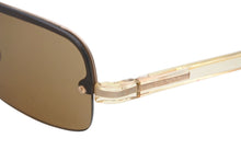 画像をギャラリービューアに読み込む, 極美品 PRADA プラダ ハーフリム サングラス アイウェア SPR11B 56 2AP-3N1 クリアイエロー ゴールド 中古 4b010090