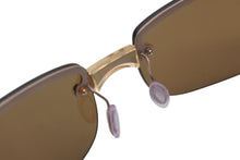 画像をギャラリービューアに読み込む, 極美品 PRADA プラダ ハーフリム サングラス アイウェア SPR11B 56 2AP-3N1 クリアイエロー ゴールド 中古 4b010090