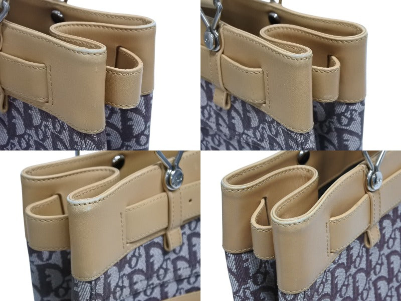 CHRISTIAN DIOR クリスチャンディオール トロッター トートバッグ BO-B0042 キャンバス レザー ブラウン シルバー金具 美品 中古 4b010099
