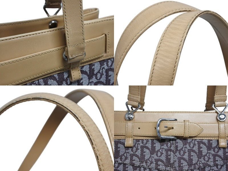 CHRISTIAN DIOR クリスチャンディオール トロッター トートバッグ BO-B0042 キャンバス レザー ブラウン シルバー金具 美品 中古 4b010099