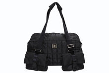 画像をギャラリービューアに読み込む, CHANEL シャネル スポーツライン ボストンバッグ 10番台 ココマーク チョコバー ナイロン ブラック シルバー金具 美品 中古 4b010100